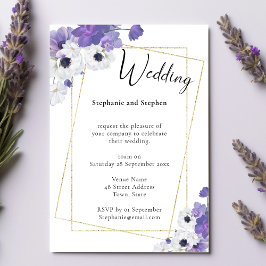 Invitación a la Boda Geométrica Purple Floral & Go