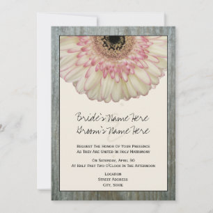 Invitación a la boda Gerbera Daisy & Barnwood