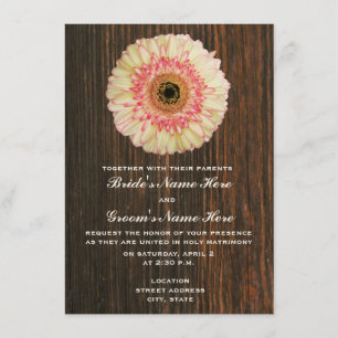 Invitación a la boda Gerbera Daisy & Barnwood