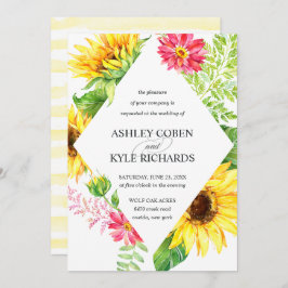 Invitación a la boda girasol en amarillo