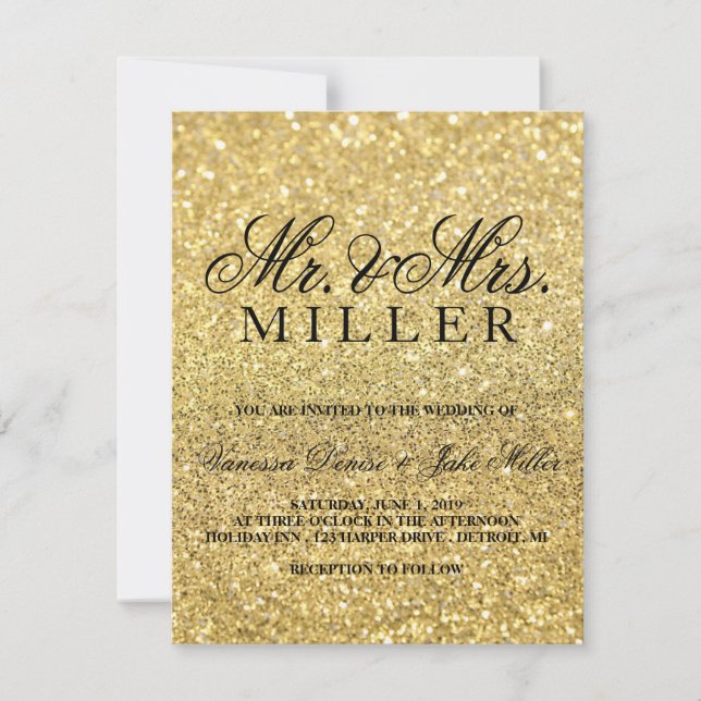Invitación a la boda - Glam de oro (Anverso)