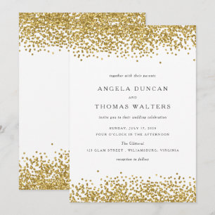 Invitación a la boda Glam Gold Confetti Dots