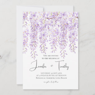 Invitación a la boda glicinia púrpura en flor