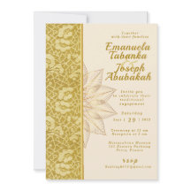 Invitación a la boda Gold Kente con detalles de fl