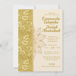 Invitación a la boda Gold Kente con detalles de fl