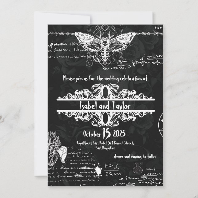Invitación a la boda gótica alquimia única (Anverso)