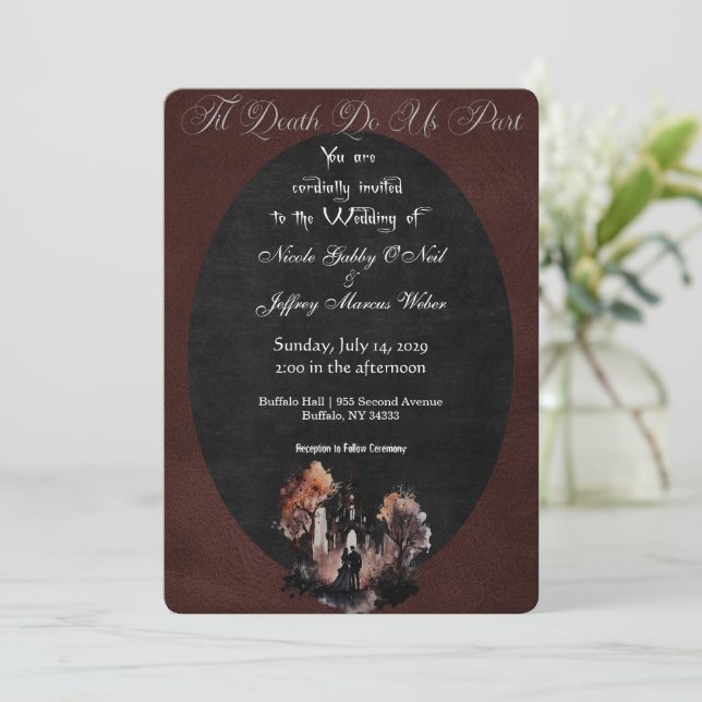 Invitación a la boda gótica Boda oscuro (Anverso de pie)
