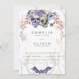 Invitación a la boda gótica calavera Naranja púrpu