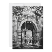 Invitación a la boda gótica con arcos de luces rom