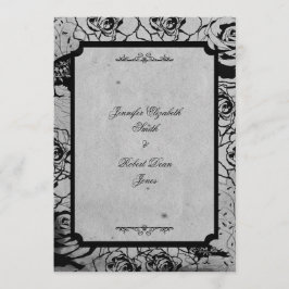 Invitación a la boda gótica con marco de Rosa negr