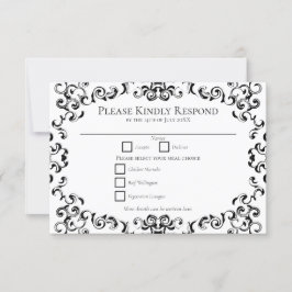 Invitación a la boda gótica de Black & White Swirl