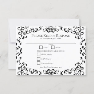 Invitación a la boda gótica de Black & White Swirl