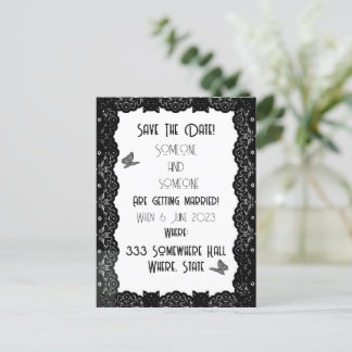 Invitación a la boda gótica de encaje