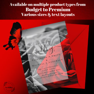 Invitación a la boda gótica de Gótico de rosas neg