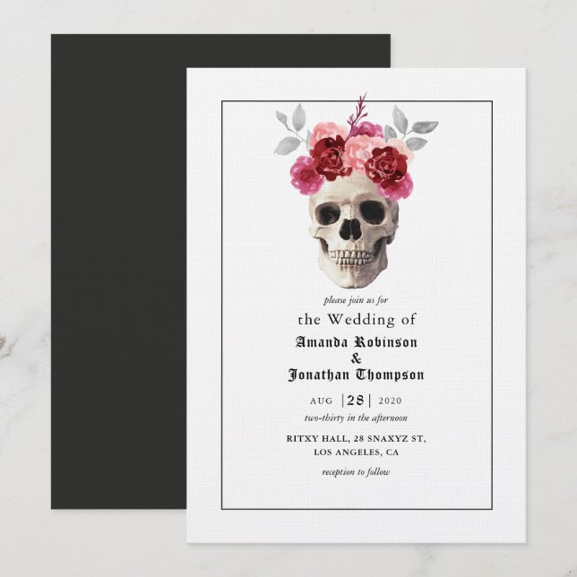 Invitación a la boda gótica de Halloween (Anverso / Reverso)