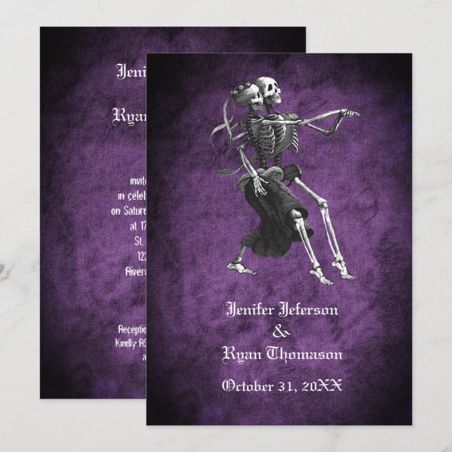 Invitación a la boda gótica de halloween (Anverso / Reverso)