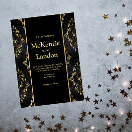 Invitación a la boda gótica de Halloween con araña