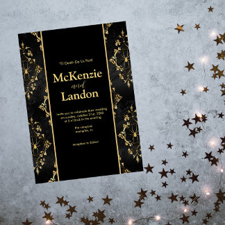 Invitación a la boda gótica de Halloween con araña