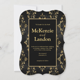 Invitación a la boda gótica de Halloween con araña