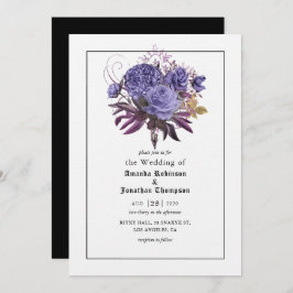 Invitación a la boda gótica de Halloween con flore