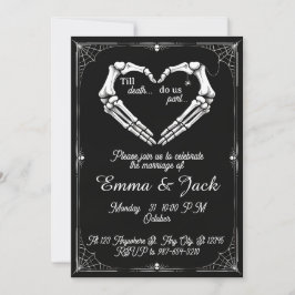 Invitación a la boda gótica de Halloween en blanco