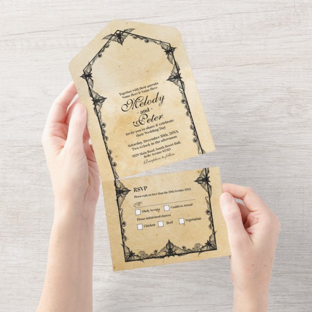 Invitación a la boda gótica de la frontera de los  (desgarro)