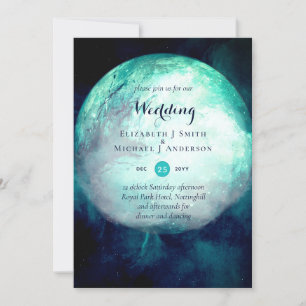 Invitación a la boda gótica de la luna Verde azula
