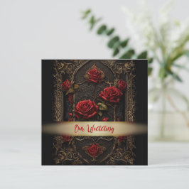 Invitación a la boda gótica de la rosa roja