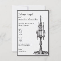 Invitación a la boda gótica de monstrancia antigua