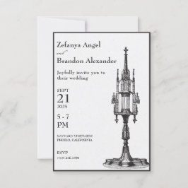 Invitación a la boda gótica de monstrancia antigua