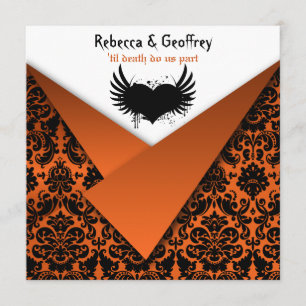 Invitación a la boda gótica de Naranja y damasco n