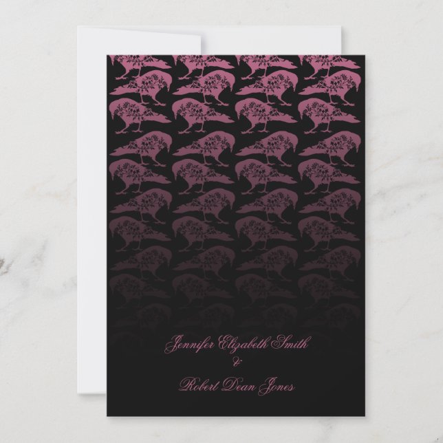 Invitación a la boda gótica de Purple Raven (Anverso)