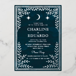 Invitación a la boda gótica de Relieve metalizado 