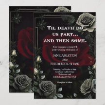 Invitación a la boda gótica de Rosa negro de Hallo