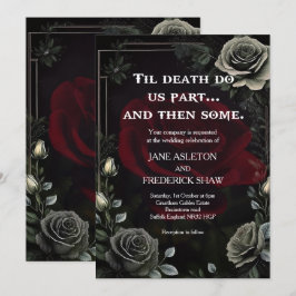 Invitación a la boda gótica de Rosa negro de Hallo