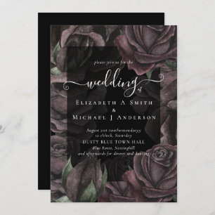 Invitación a la boda gótica de Rosas negros con Gó