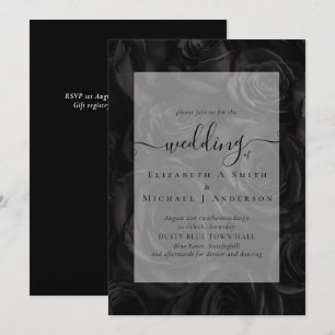 Invitación a la boda gótica de Rosas negros con Gó