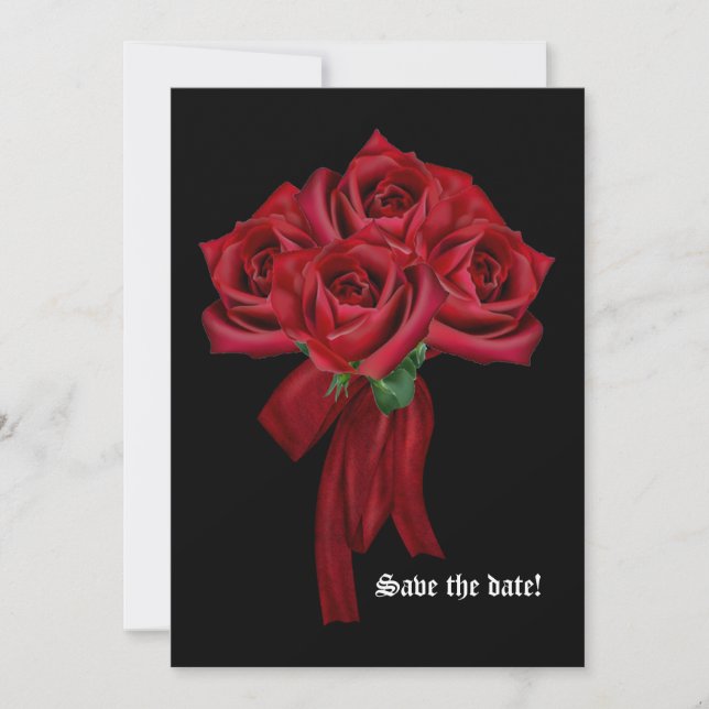 Invitación a la boda gótica de Roses Rojos (Anverso)