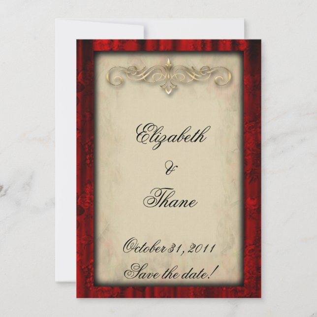 Invitación a la boda gótica de seda y pergamino (Anverso)
