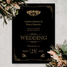 Invitación a la boda gótica elegante de la Moth vi