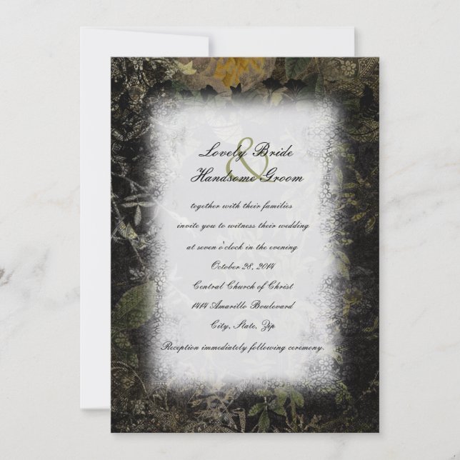 Invitación a la boda gótica en el jardín nocturno (Anverso)
