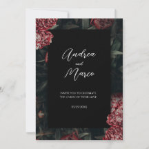 Invitación a la boda gótica floral de caligrafía