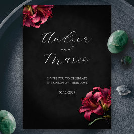 Invitación a la boda gótica floral Lily Dark