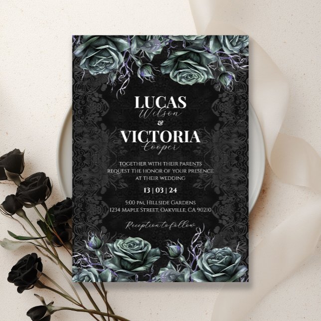 Invitación a la boda gótica floral victoriana (Subido por el creador)
