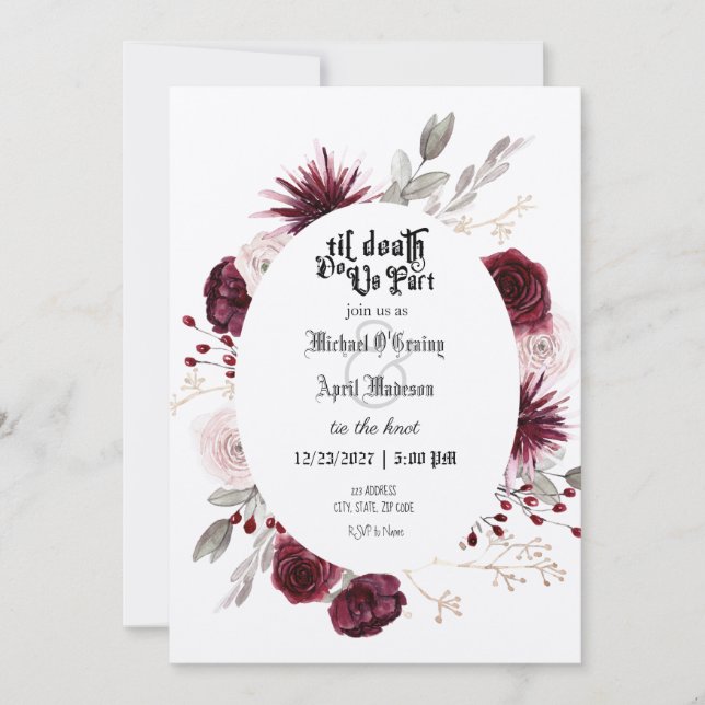 Invitación a la boda gótica Gótico oscuro (Anverso)