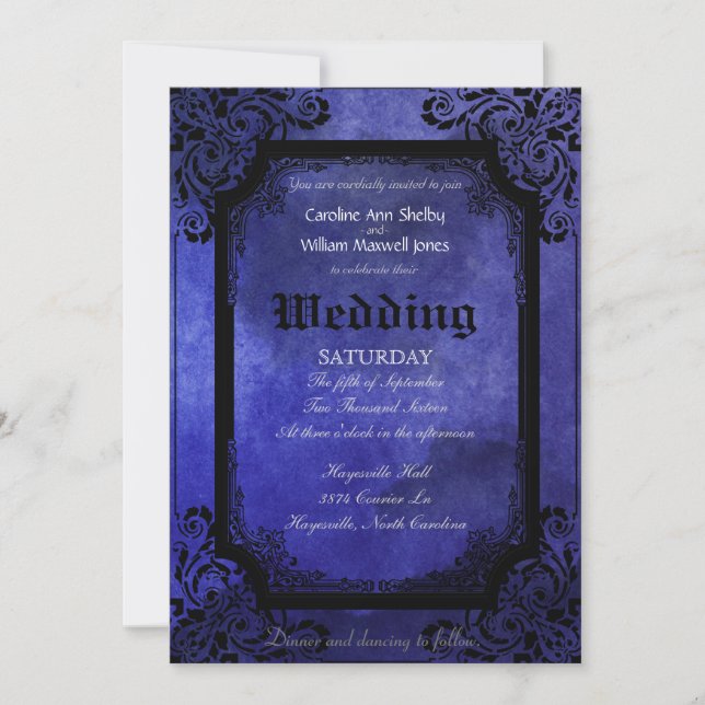 Invitación a la boda gótica grunge filigrree (Anverso)
