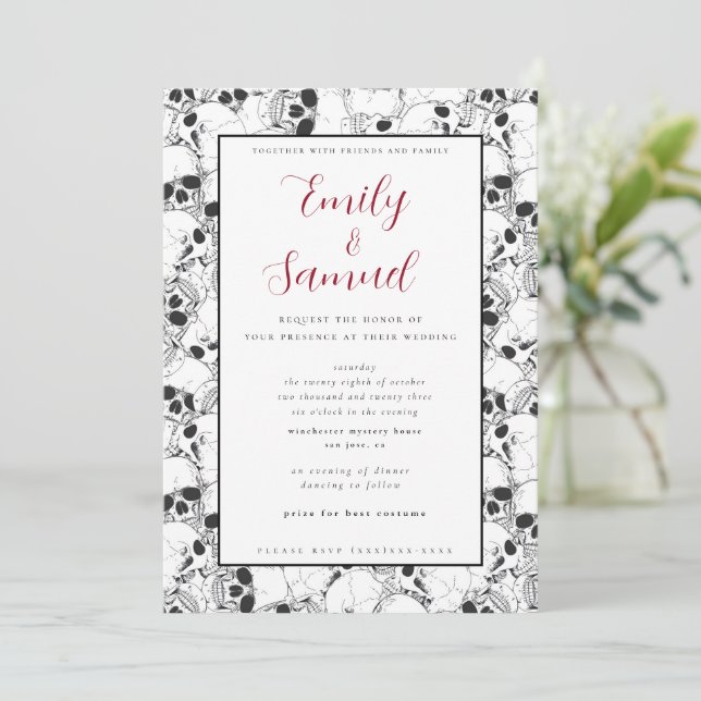 Invitación a la boda gótica moderna (Anverso de pie)