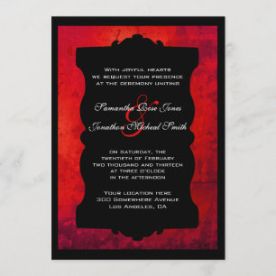 Invitación a la boda gótica negra roja