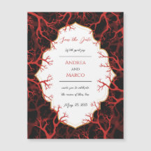 Invitación a la boda gótica negra roja salva la fe