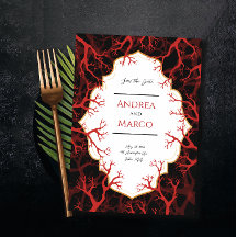 Invitación a la boda gótica negra roja y negra